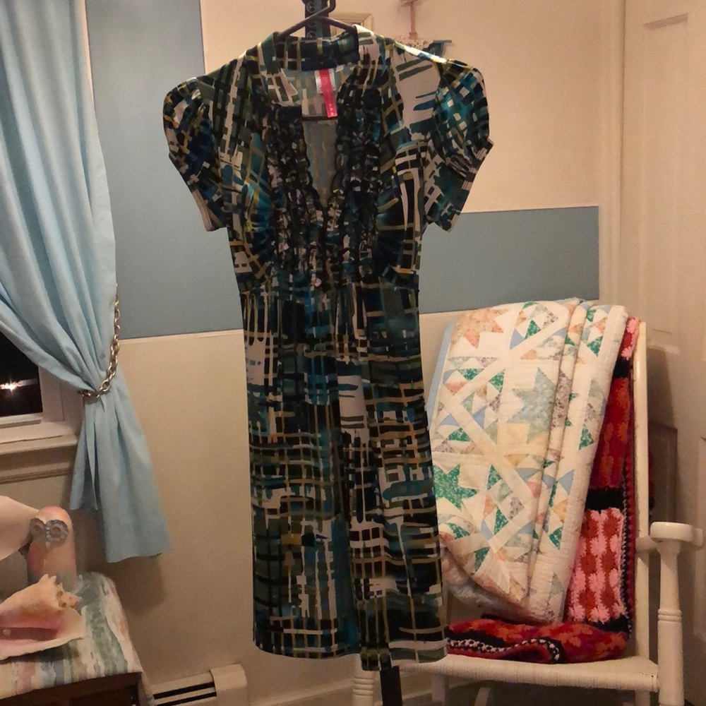 A Heart Soul Dress in a windowpane of color.
